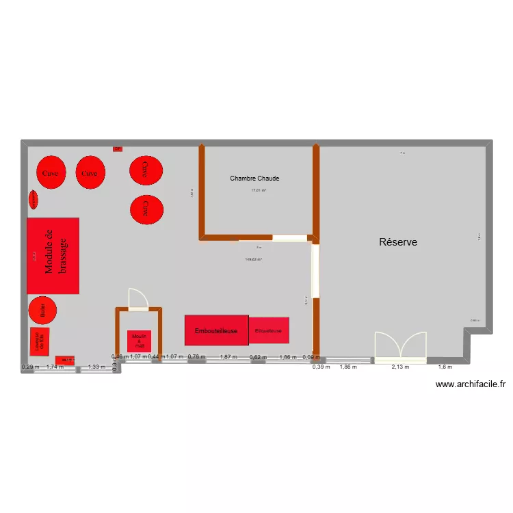 Brasserie Lio + machine. Plan de 2  et 167 m²