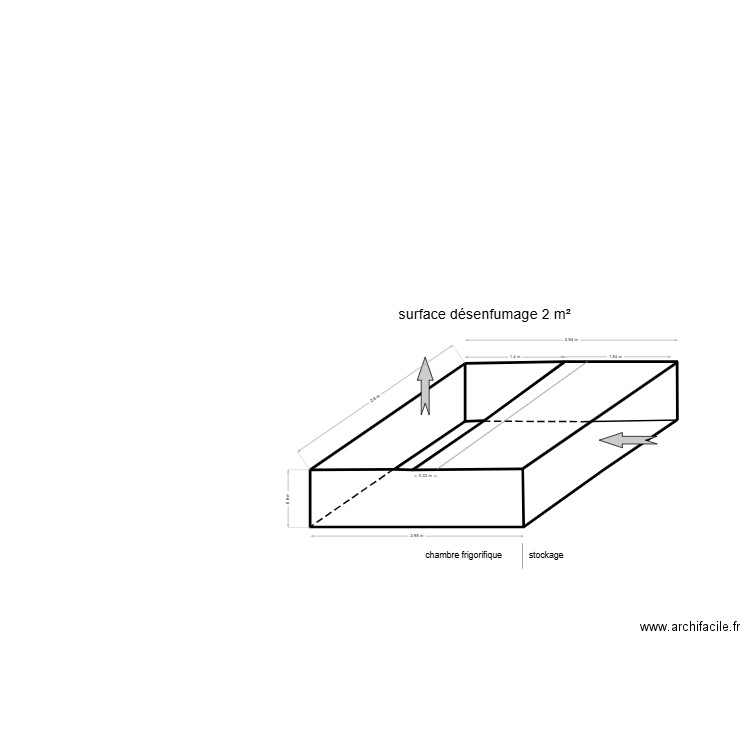 Fontcouverte gaine désenfumage. Plan de 5 pièces et 6 m2