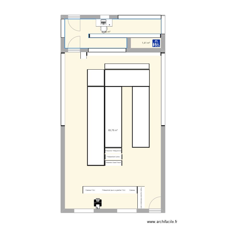 plan maison de la presse. Plan de 3 pièces et 77 m2