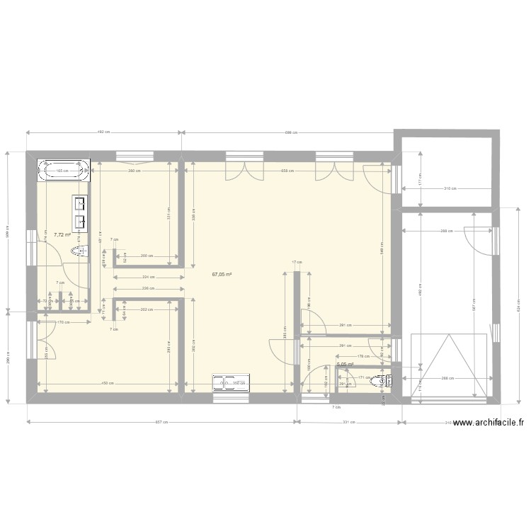 projet1. Plan de 3 pièces et 80 m2