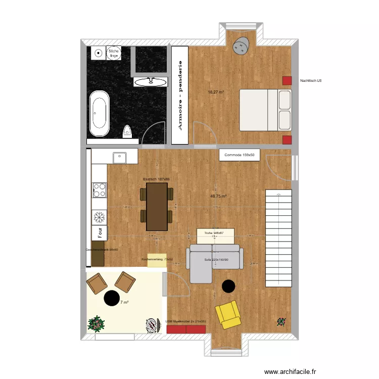 Wohnung Dana - Variante Musik in USM rot/2. Plan de 4 Pièces et 85 m² Wohnung Dana - Variante Musik in USM rot/2. Plan de 4 Pièces et 85 m²