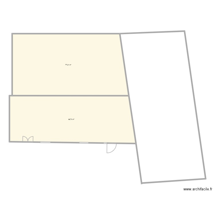 boucherie. Plan de 2 pièces et 141 m2