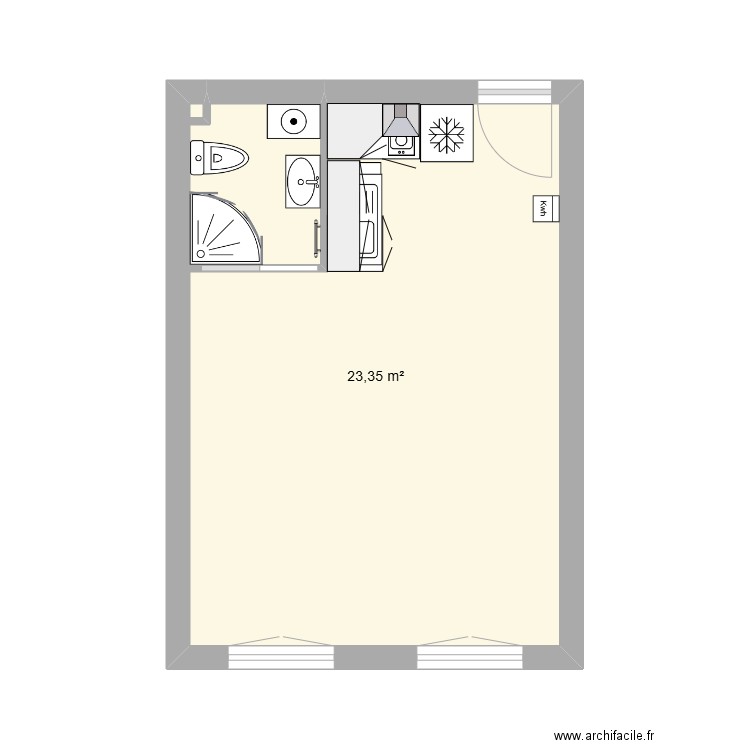 St. Antoine. Plan de 1 pièce et 23 m2