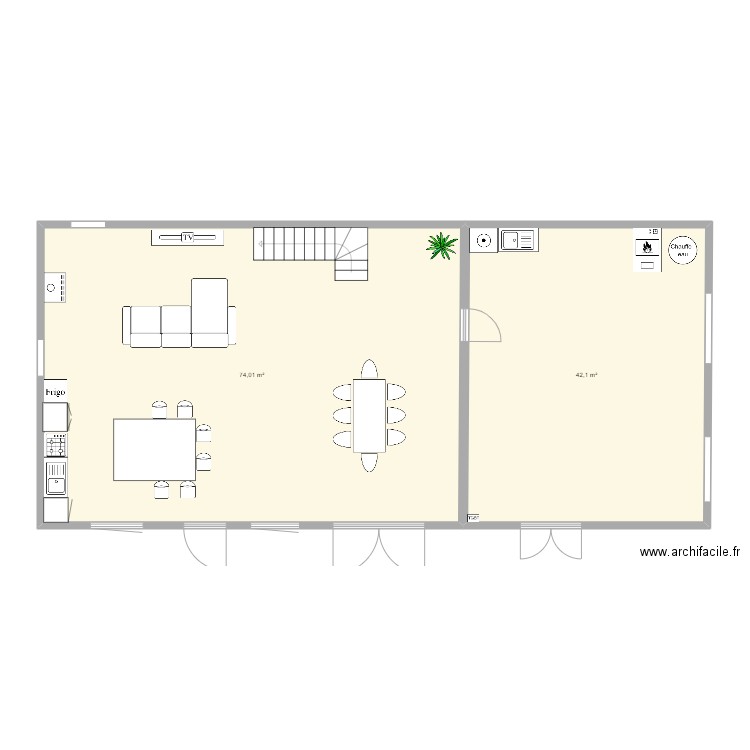 grande piece 2. Plan de 0 pièce et 0 m2