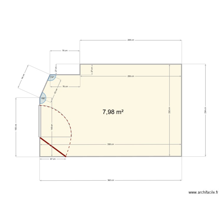 Cuisine Logoné. Plan de 1 pièce et 8 m2