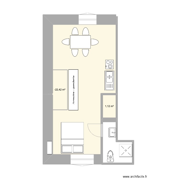 STUDIO GDE MAISON ARIANE 2 ch sur cour. Plan de 0 pièce et 0 m2