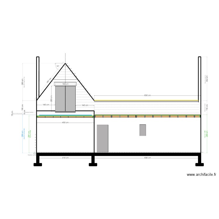 MAISON FACADE EST ETAGE. Plan de 2 pièces et 18 m2