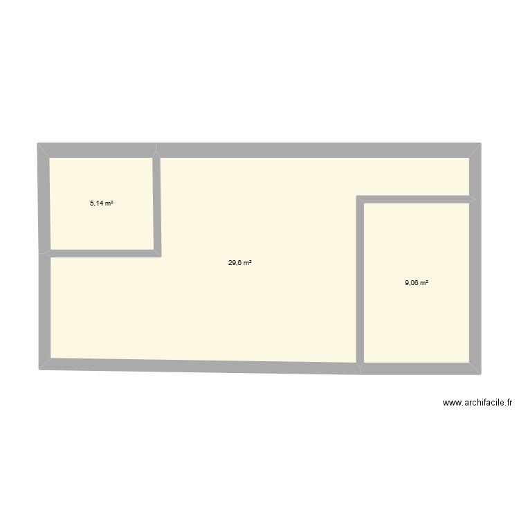 St André. Plan de 3 pièces et 44 m2