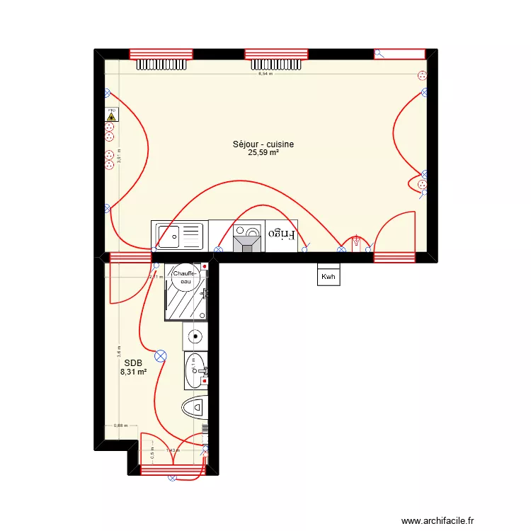 Projet LOEDT - &eacute;tat projet&eacute; 1. Plan de 2  et 34 m²