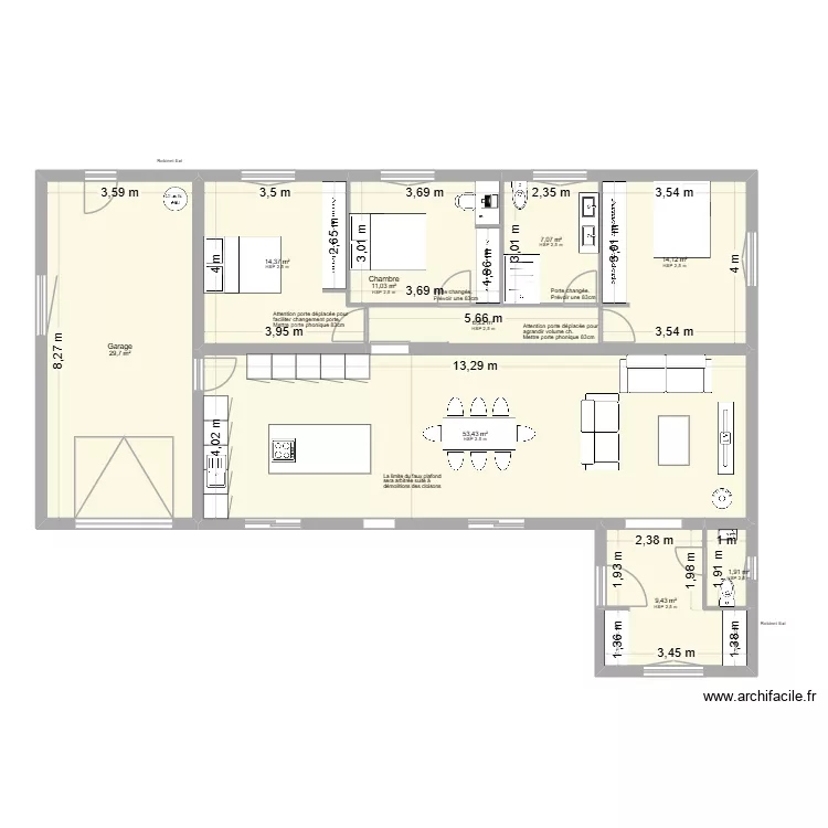 PROJET DEREGNIEAUX.BRUNEAU. Plan de 9  et 146 m²