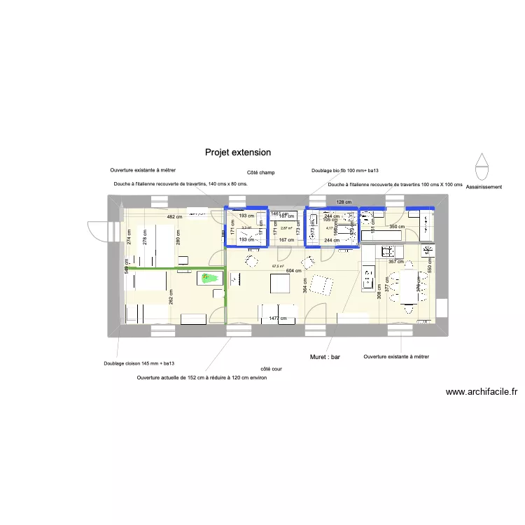 extension. fournitures ba13. Plan de 