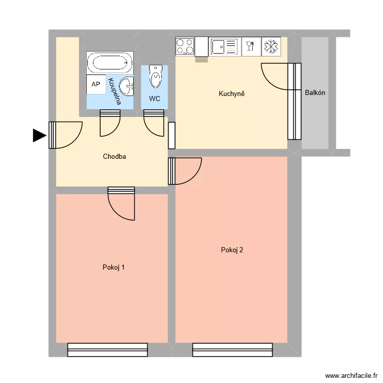 ČSA 1945, byt 2. Plan de 13 pièces et 184 m²