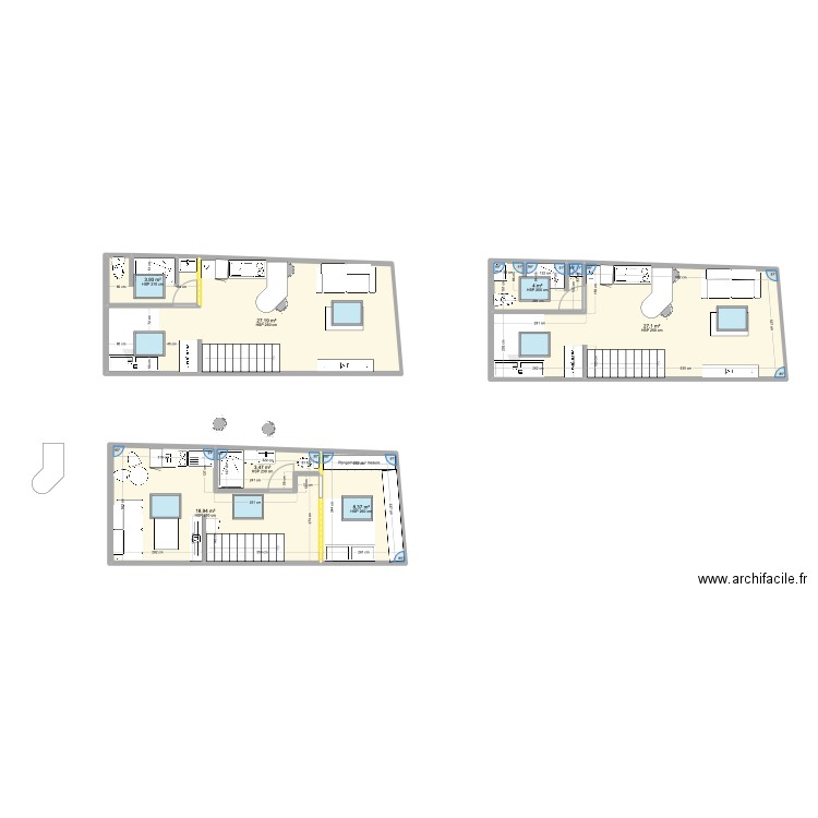 Charronnerie Indivision. Plan de 7 pièces et 93 m2