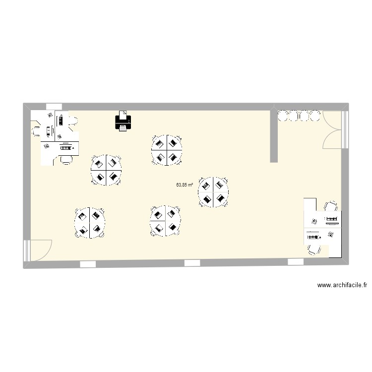 gdrger. Plan de 1 pièce et 64 m2
