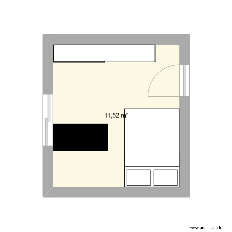 chambre 1. Plan de 1 pièce et 12 m2