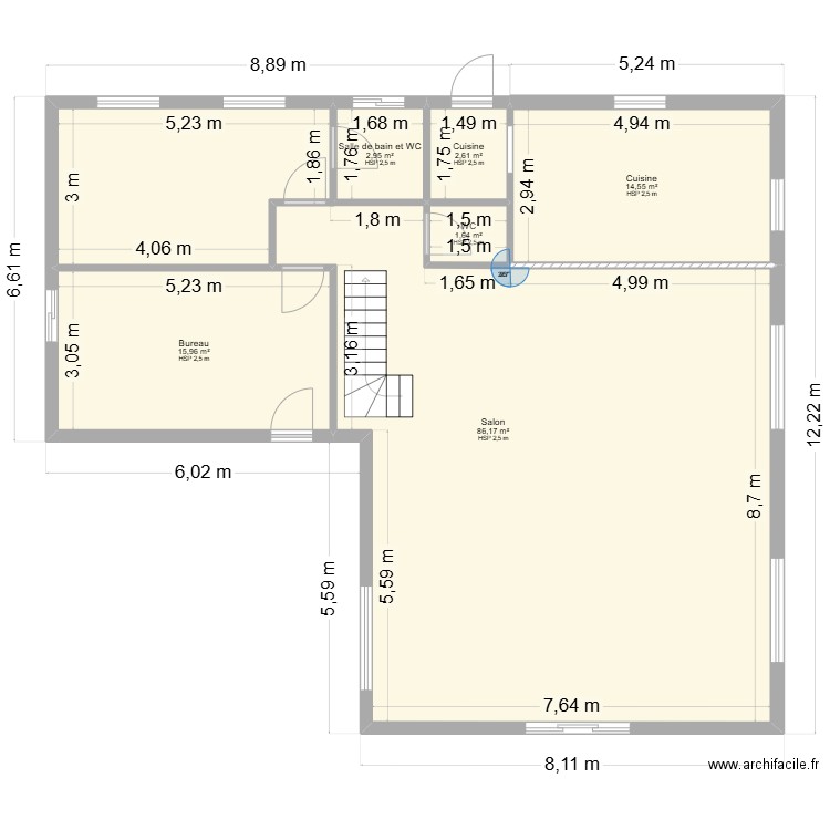 trano rdc. Plan de 6 pièces et 124 m2