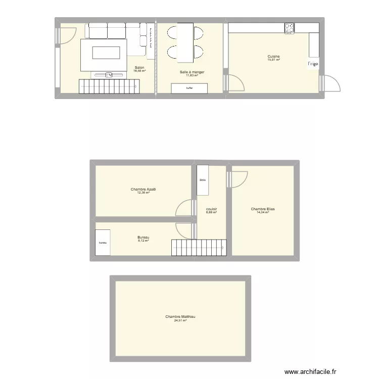 projet nivelles. Plan de 9  et 123 m²