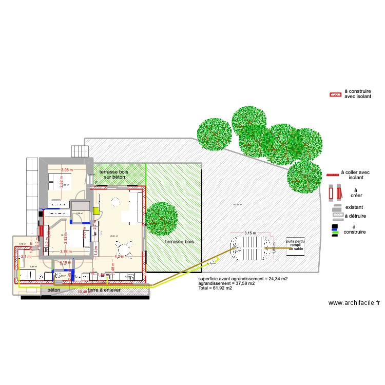 a casuccia 5ème 2 chambres 4. Plan de 16 pièces et 223 m2