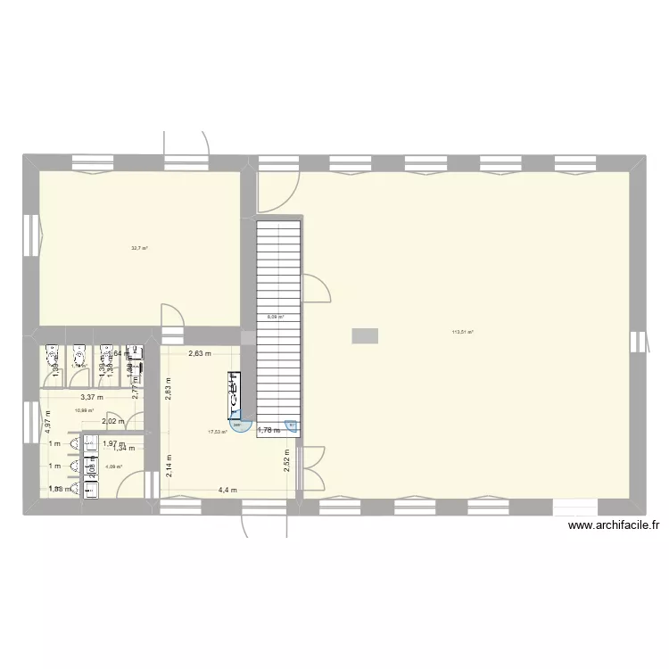 rdc wc 2 apr&egrave;s commission - Tables 80. Plan de 7  et 188 m²