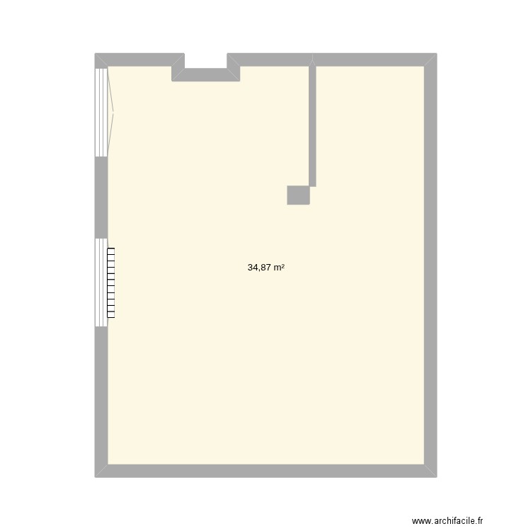cuisine. Plan de 1 pièce et 35 m2