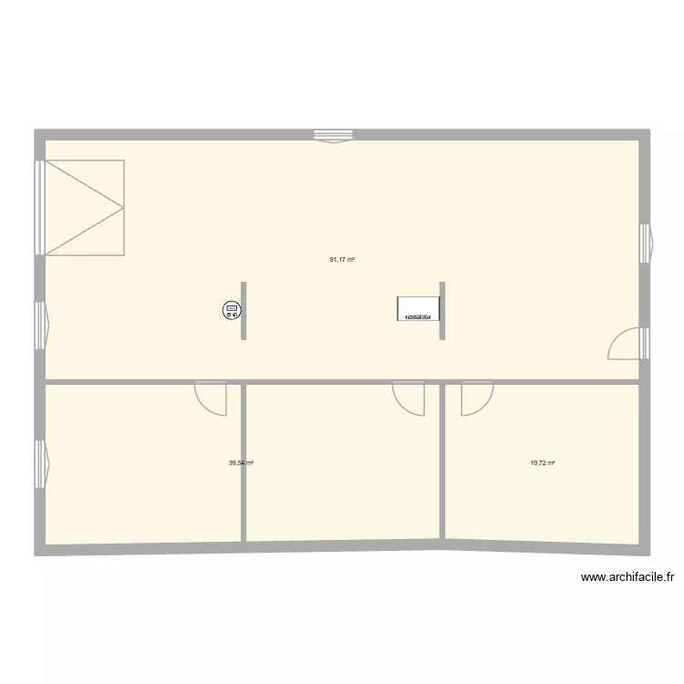 La Souterraine RdC. Plan de 3 Pièces et 150 m² La Souterraine RdC. Plan de 3 Pièces et 150 m²
