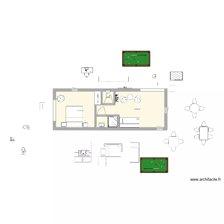 annexe kermouster wc fa&ccedil;ade 2. Plan de 3  et 33 m²