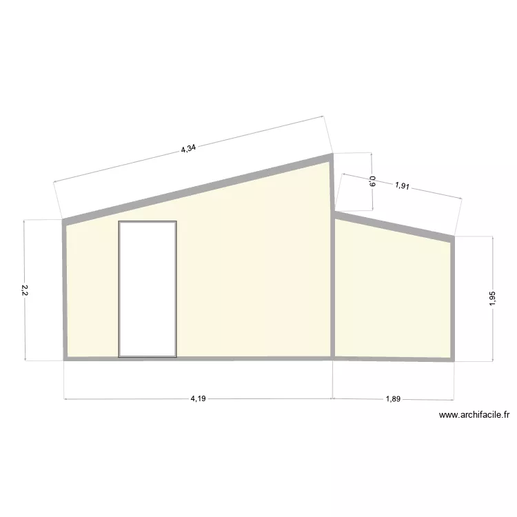 facade abri 25% 80 cm. Plan de 