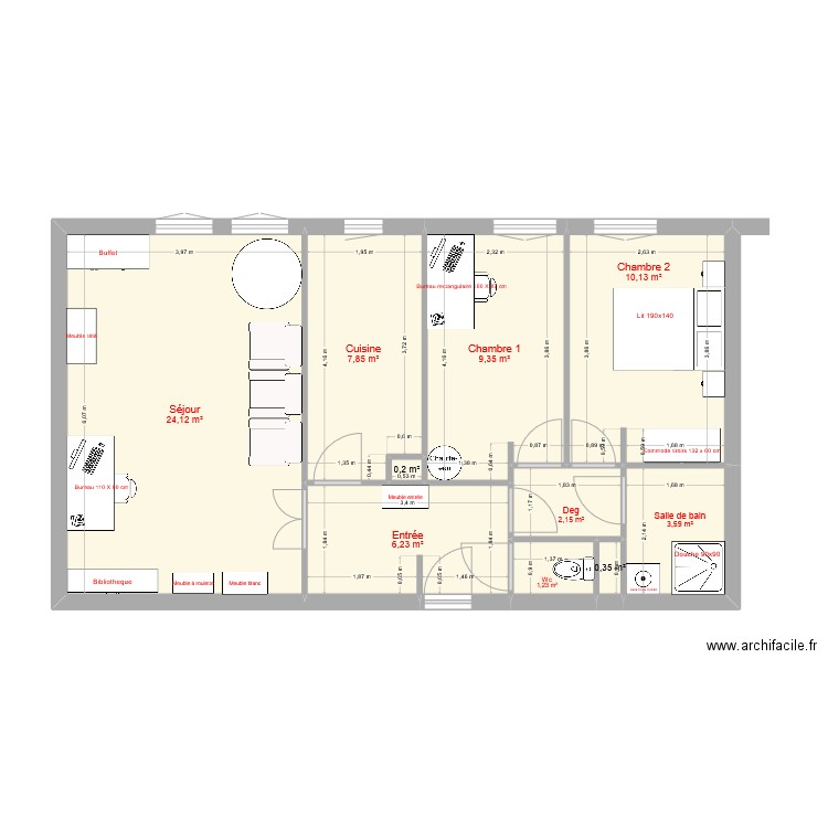 draveil. Plan de 10 pièces et 65 m2