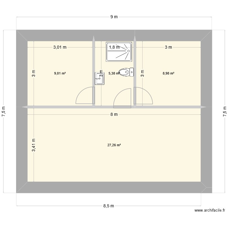 Maison puit coquin 2. Plan de 4 pièces et 51 m2