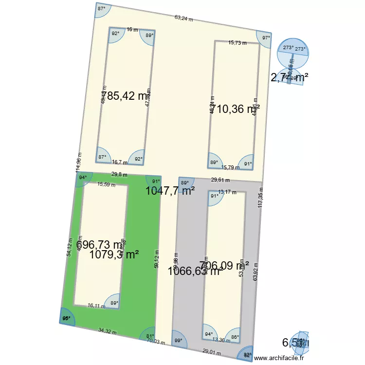 scientrier 2. Plan de 9  et 14218 m²