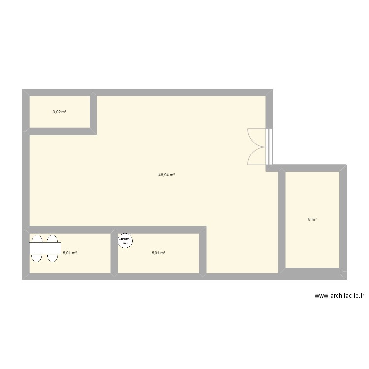 salon. Plan de 5 pièces et 70 m2