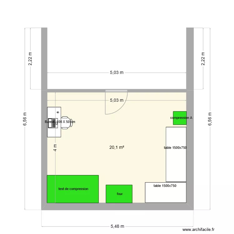 local contr&ocirc;le carton. Plan de 1  et 20 m²