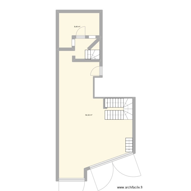 LDO_RDC. Plan de 2 pièces et 63 m2