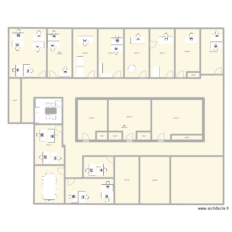 1er Etage droit_VB. Plan de 21 pièces et 541 m2