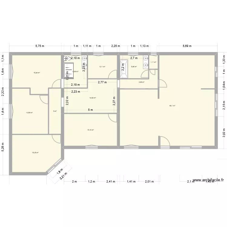 tttttt. Plan de 12 Pièces et 166 m²