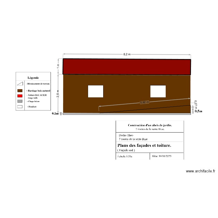 facade SUD. Plan de 2 pièces et 28 m2