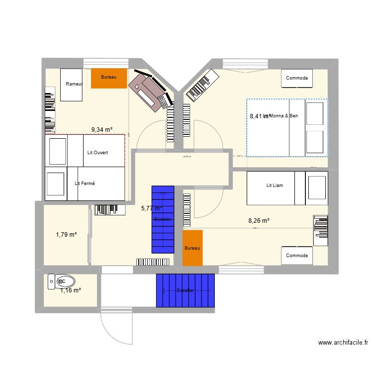 Bureau chambre ami. Plan de 0 pièce et 0 m2