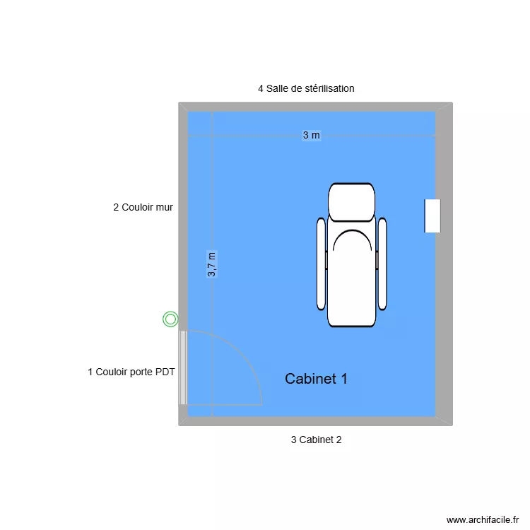30897 Cabinet 1. Plan de 1  et 11 m²