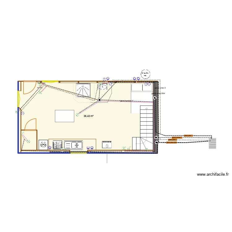 cabane+elec(lumi&egrave;re). Plan de 5  et 76 m²