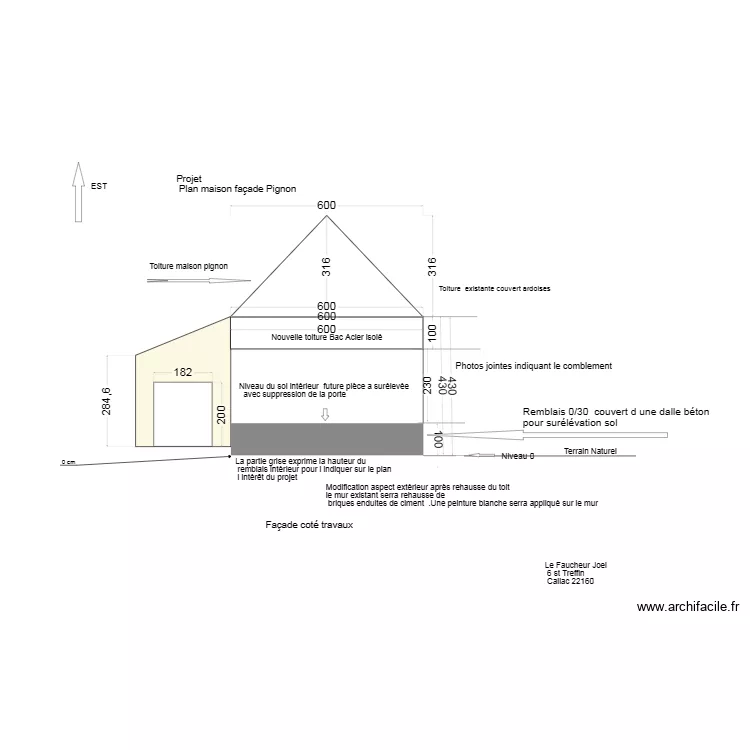 Fa&ccedil;ade Nord Ouest 1234578901. Plan de 