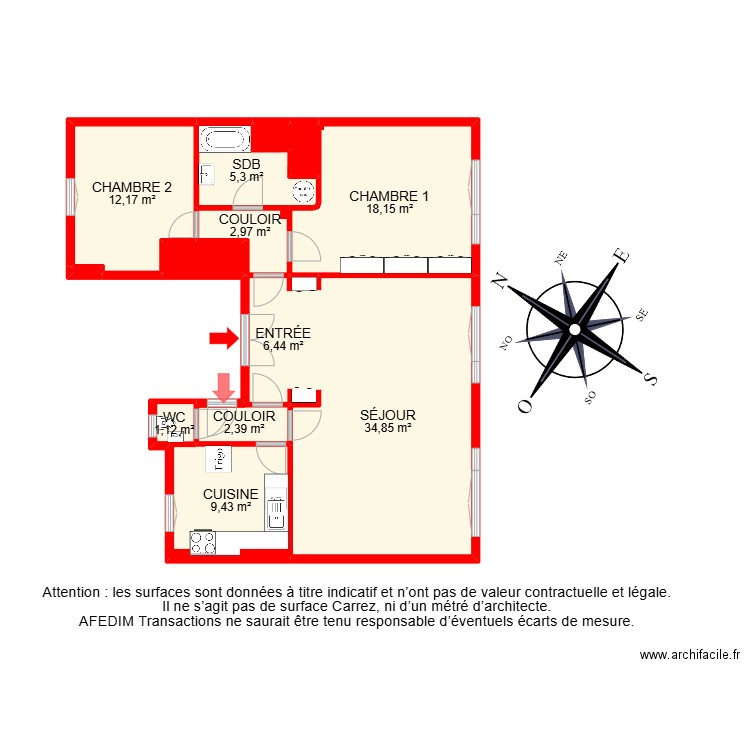 BI 24887 - 3eme etage. Plan de 14 pièces et 103 m2
