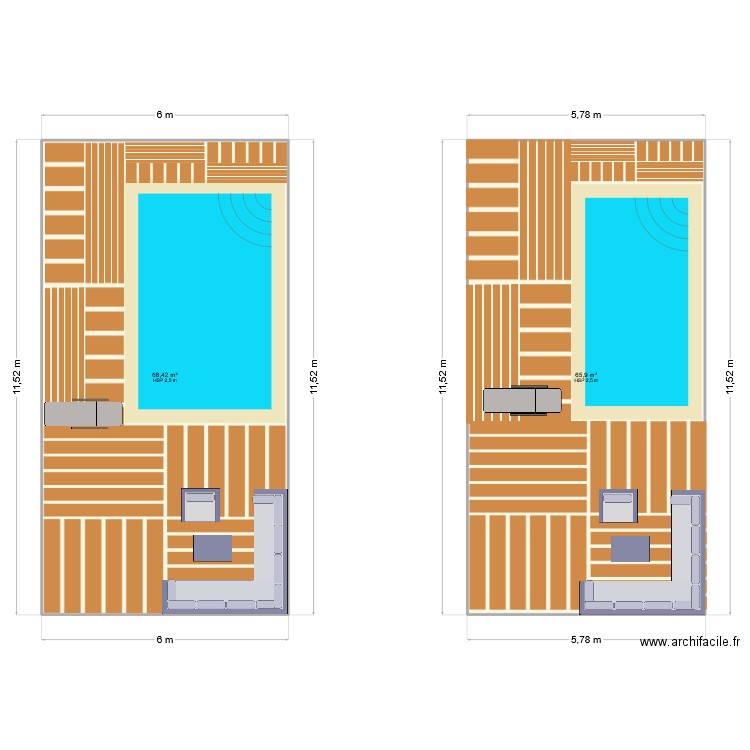 piscine v2. Plan de 2 pièces et 134 m2