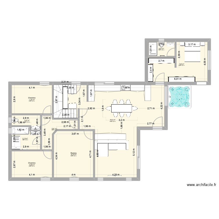 Maison 1. Plan de 9 pièces et 148 m2