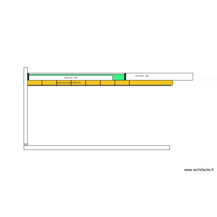 Coupe faux plafond. Plan de 