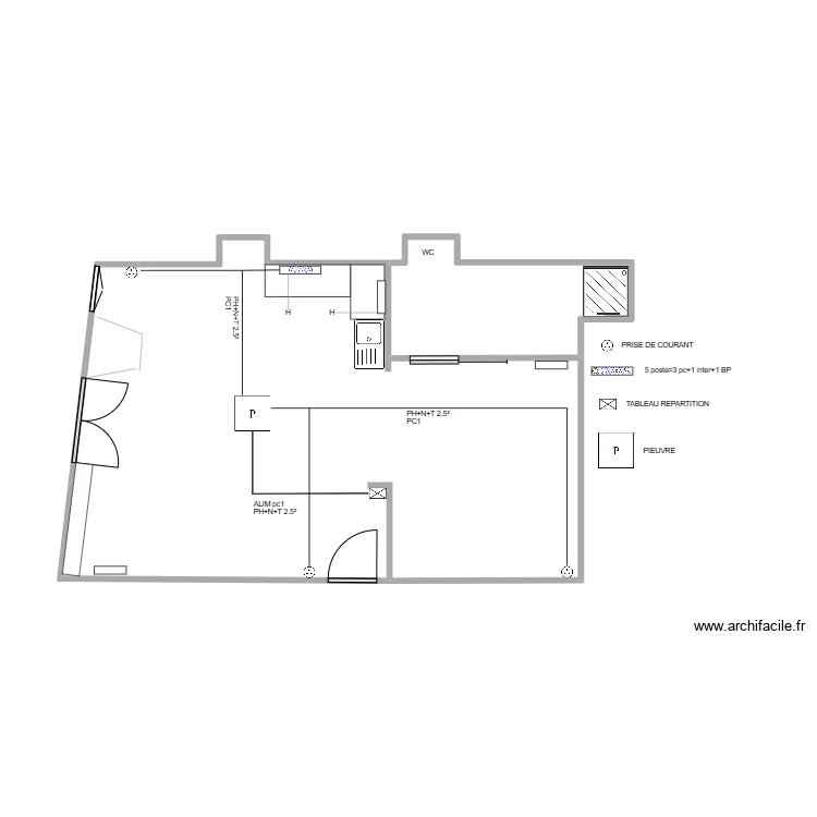 plans studio PC1. Plan de 