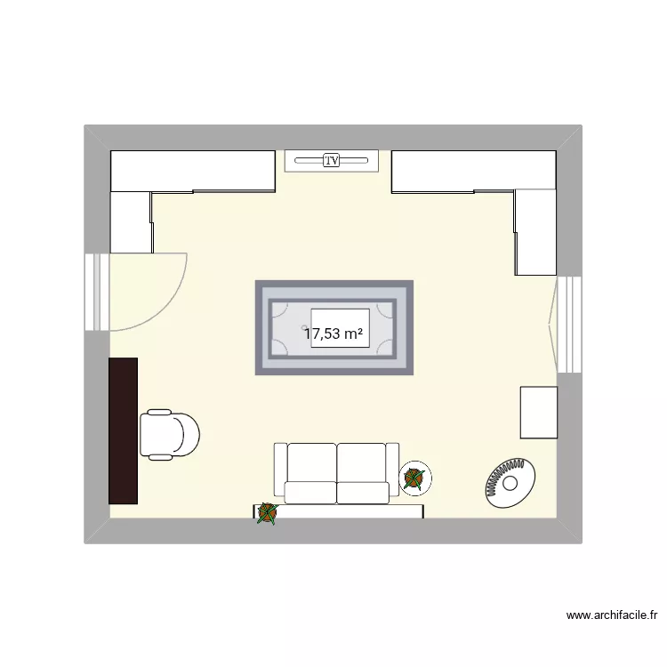 pi&egrave;ce dressing. Plan de 1  et 18 m²