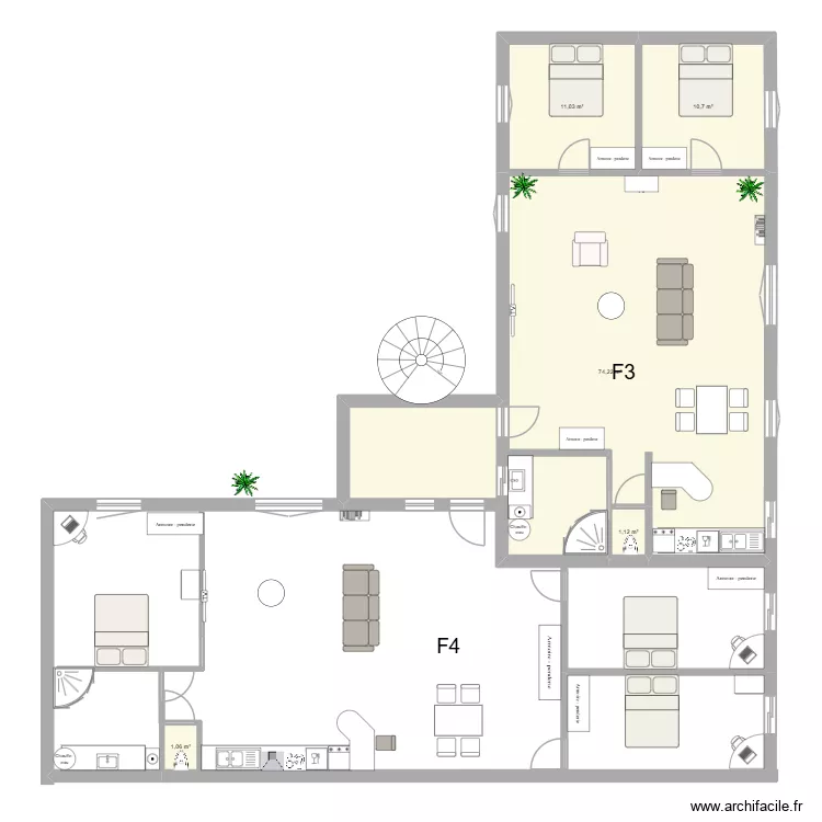 MAX-R+1. Plan de 5 Pièces et 98 m²
