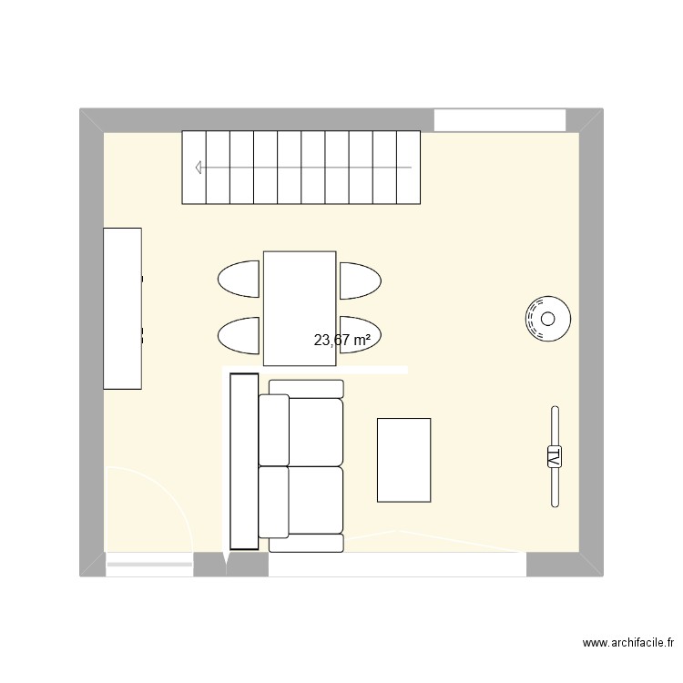 Bréhal. Plan de 1 pièce et 24 m2