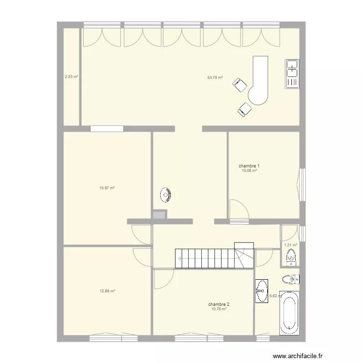 Etage mésange aprés travaux sans meuble. Plan de 9 et 113 m² Etage mésange aprés travaux sans meuble. Plan de 9 et 113 m²
