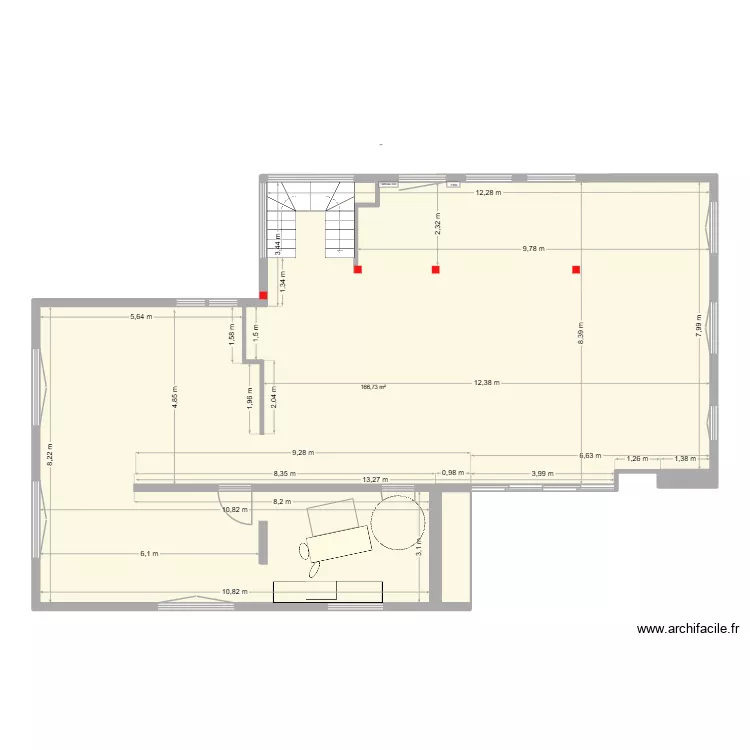 Leroux Barth version 1. Plan de 2  et 169 m²